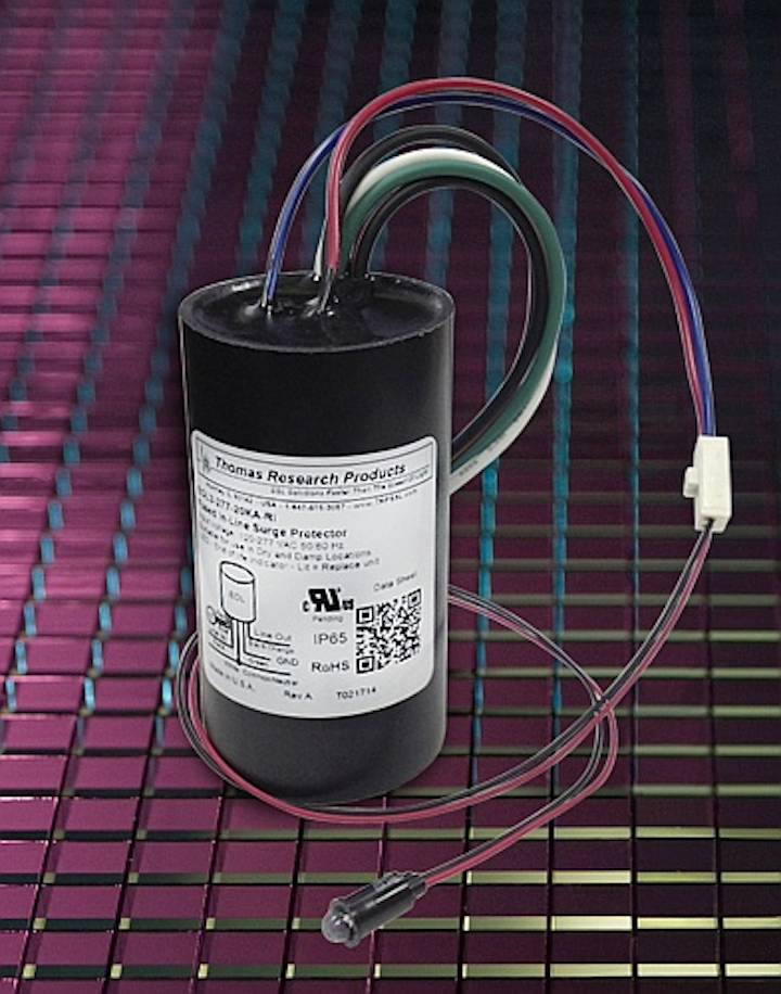 Thomas Research Products' surge protectors for LED-based luminaires provide end-of-life notification