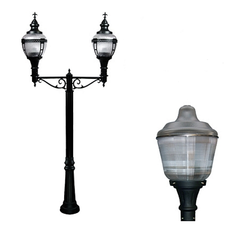 EYE Lighting refractive globe post-tops are designed for LED and HID light sources