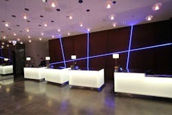 iLight&apos;s Plexineon provides blue LED lighting at Radisson Blu Aqua Hotel