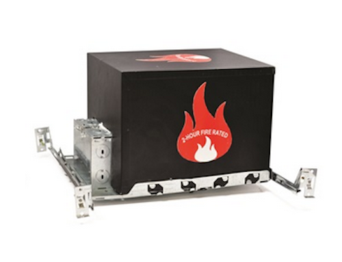 Nora Lighting's two-hour rated fire box housings accommodate various sized downlights