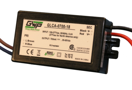 Green Watt Power's 18W LED power supply has 100-305 VAC universal input range