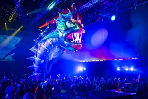 Chauvet LED linear bar and moving yoke fixtures perform in wet conditions during lightshow