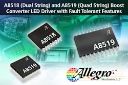 Allegro MicroSystems multi-output boost converter LED driver ICs enable high dimming ratio