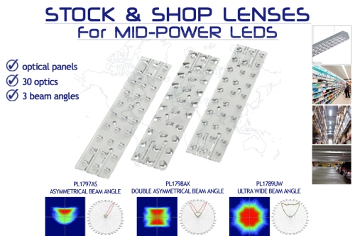 Khatod Stock & Shop lenses offer optical arrays for mid-power LED-based lighting systems