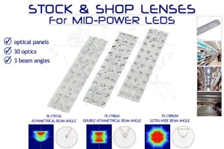 Khatod Stock &amp; Shop lenses offer optical arrays for mid-power LED-based lighting systems