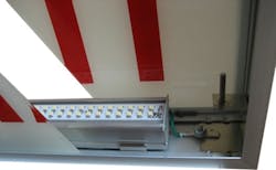 Radionic LED retrofit exit sign kit reduces electricity costs in municipal and commercial buildings