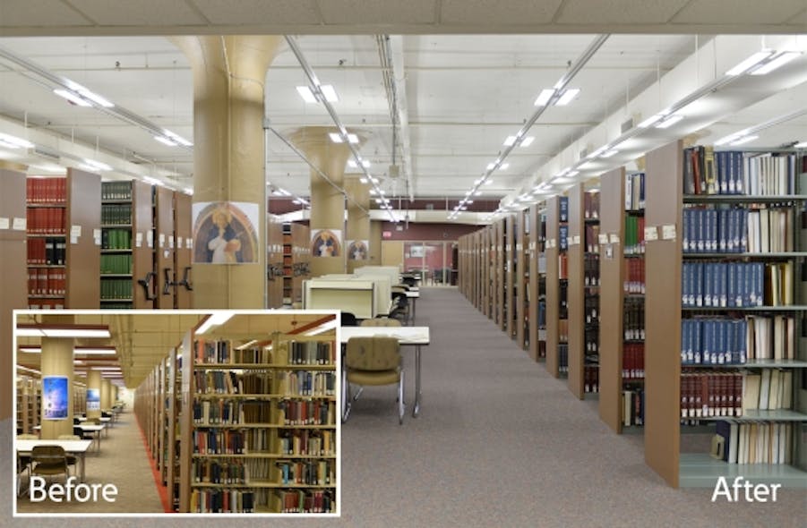 Duquesne University installs Cooper WaveStream light-guide-based LED lighting in library