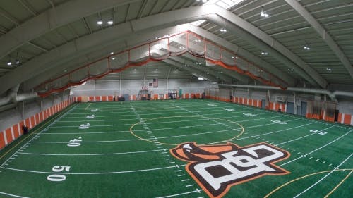 Cree LED high bay fixtures light Bowling Green field house