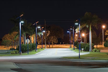 Commercial solar outdoor LED lighting communicates a renewable story