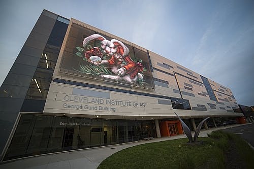 GKD wraps Cleveland art institute in LED-based mesh display