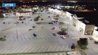 Texas plaza demonstrates uniform outdoor LED lighting, no spill