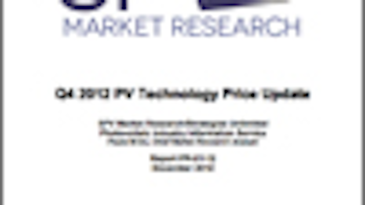 Q4 2012 PV Cell and Module Pricing Update