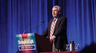 FIG 1. Bob Steele presided over his 20th Strategies in Light conference and took a revealing look back at the history of the high-brightness LED.