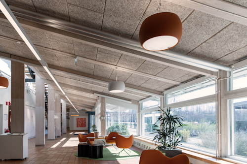 Wirepas technology is embedded in these Fagerhult LED lights at the Medicon Village research park in Lund, Sweden, as LEDs Magazine has reported. (Photo credit: Image courtesy of Securitas and Fagerhult.)