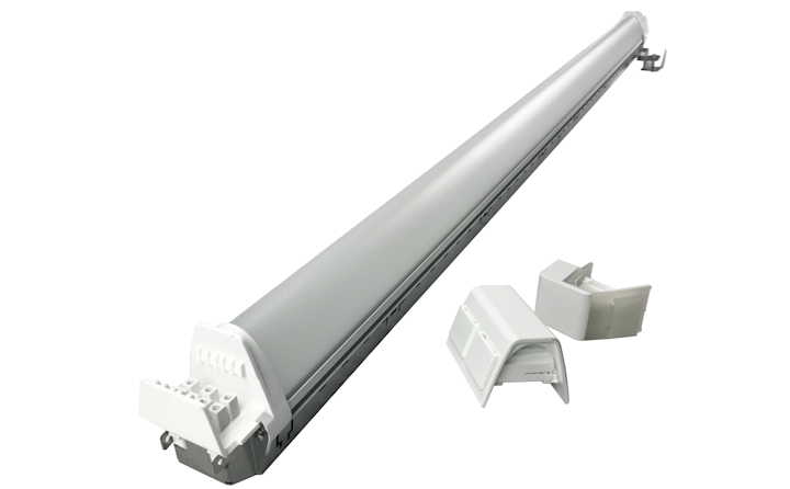 First impressions count, and this LUR refit fixture is the first product that Current’s new owner AIP showed when it unveiled new wares two months ago at LightFair, hailing the product for a quick installation time. AIP seems intent on making sure an industrial image gets equal play with digital. Digital is still on the menu, though. This LUR includes “photo banding” technology that Current says is more precise than Bluetooth for indoor positioning in retail. (Photo credit: Image courtesy of Current, powered by GE.)