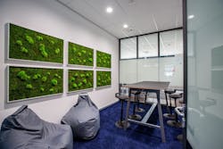 Does anyone actually sit in those bean bag chairs? Do people stop and stare out the long corridor window (see below)? The lights will know the answers. (Photo credits: Image courtesy of Signify.)