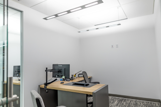 Many OLED enthusiasts are now saying that OLEDs will coexist with LEDs rather than replace them. In a perfect example, Acuity Brands’ new hybrid Olessence luminaire uses OLED panels for downlighting and LEDs for indirect illumination. (Photo credit: Image courtesy of Acuity Brands.)