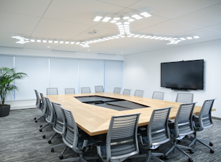 OLEDs can deliver light with less energy in the blue spectrum, which may be useful in human-centric lighting designs supporting biorhythms. (Photo credit: Acuity Brands.)