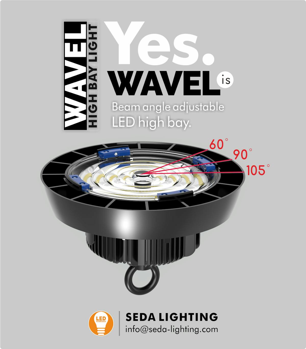 Beam Angle Adjustable WAVEL Series LED High Bay Light from SEDA Lighting