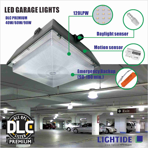 DLC Qualified Lightide LED garage & Canopy Lights