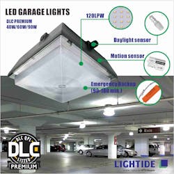 DLC Qualified Lightide LED garage &amp; Canopy Lights