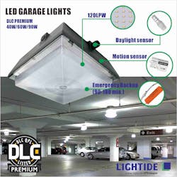 DLC Qualified Lightide LED garage &amp; Canopy Lights