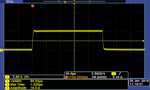 10A, 100V pulse for 100µs