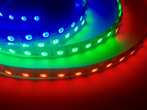 LUXTECH's FLEX Color, Architectural Grade Flexible RGB LED Tape, DMX controllable, cuttable every 2.5' with 24V constant voltage