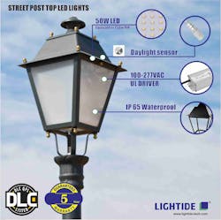DLC Premium 50W LED Post Top Light Fixtures