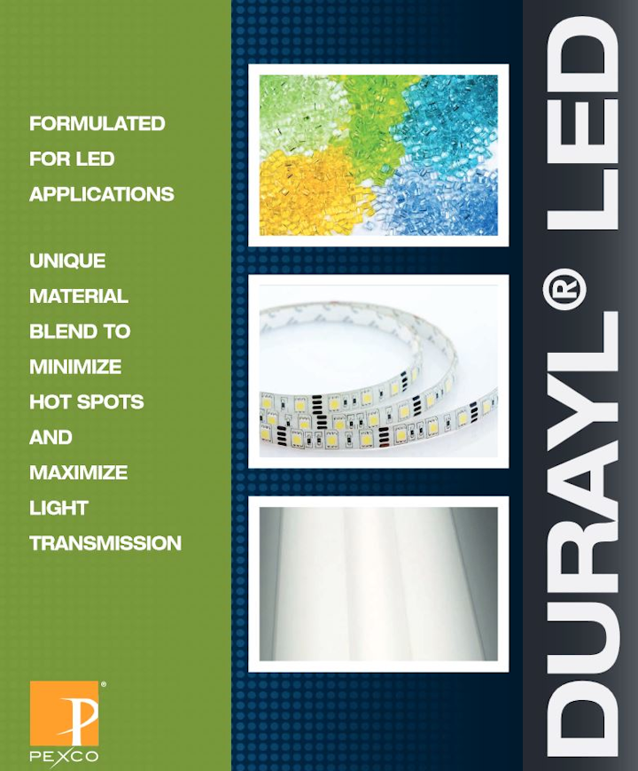 Visit www.pexco.com/lighting for more details on the Durayl® LED series of material blends.