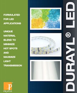 Visit www.pexco.com/lighting for more details on the Durayl&circledR; LED series of material blends.