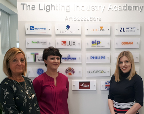 Pictured: LIA’s Commercial Manager Julie Humphreys, LIA’s Customer Relationship Manager Kirstin Shortt and Ansell Lighting’s Marketing Manager, Rachel Morris