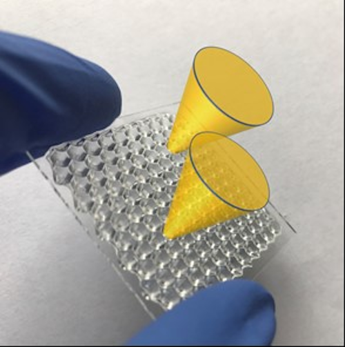 Optovate fabricated micro-optic array and visualised light cone output