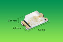 The Vishay Semiconductors VLMTG1400 series of true green LEDs offers industry-high luminous intensity to 2,800 mcd in a compact surface-mount 0603 ChipLED package.