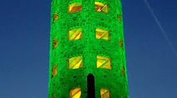 Enger Tower lit up at night using ControlBright