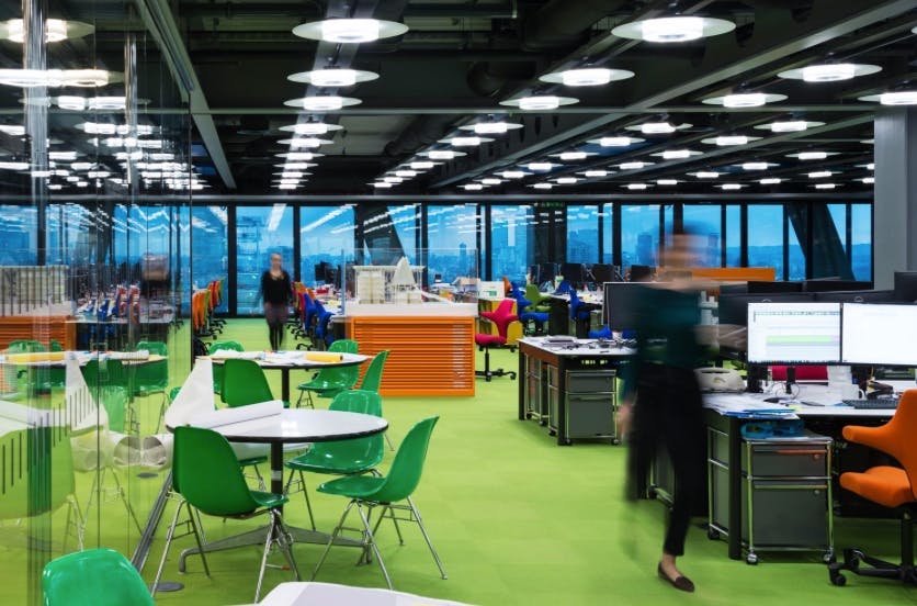 Helvar&apos;s intelligent lighting emphasis includes human-centric lighting that changes light temperature and other factors during the course of the day, such as at the London offices of architects Rogers Stirk Harbour + Partners (see article at https://www.ledsmagazine.com/smart-lighting-iot/article/16700732/helvar-adds-software-for-humancentric-lighting). (Photo credit: Image courtesy of Helvar.)