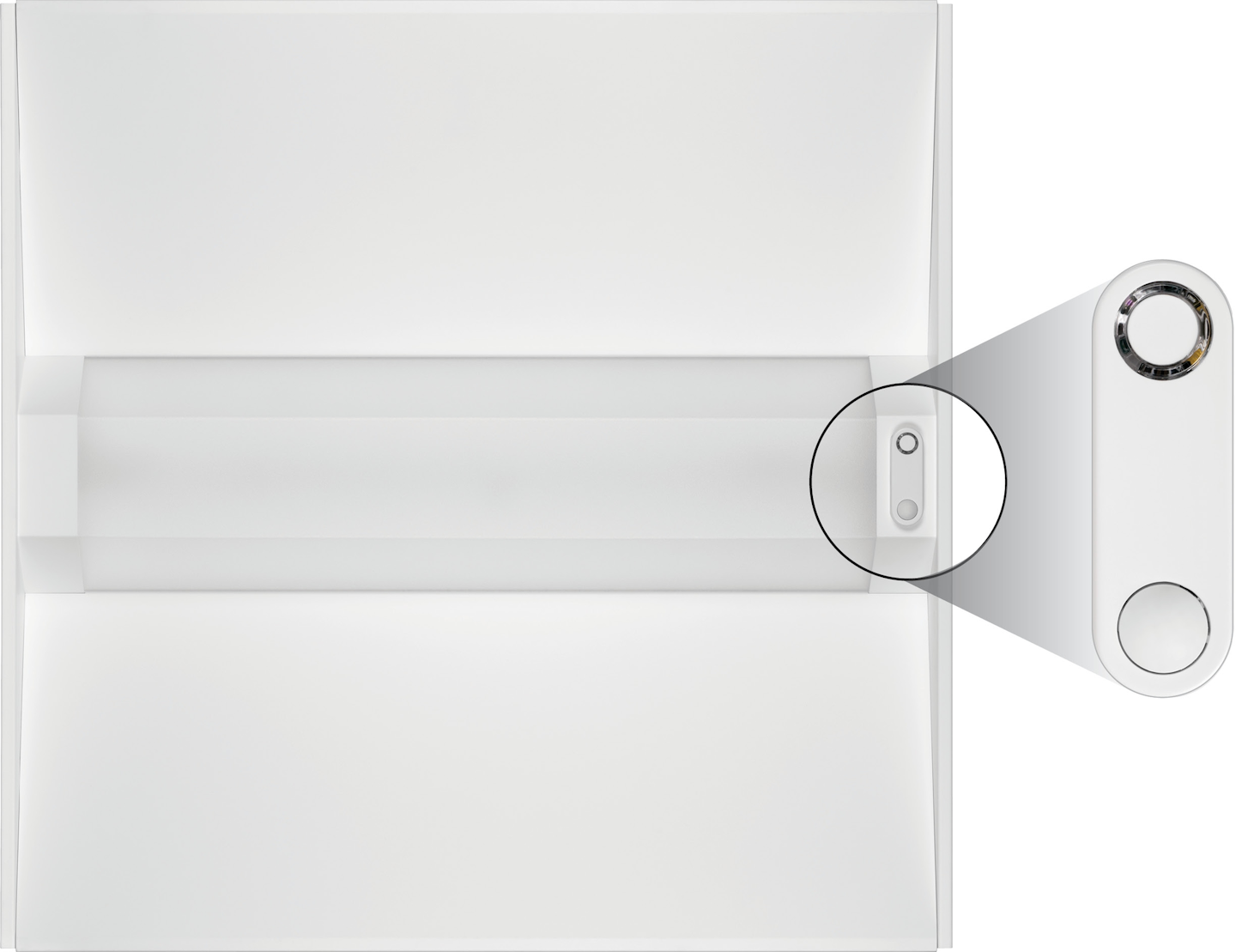 FIG. 5. Wireless TLED retrofit kit examples can include an OEM-installed, in-fixture wireless controller (zoomed inset).