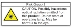 FIG. 7. Example label according to IEC TR 62471-2. FIG. 7. Example label according to IEC TR 62471-2.