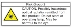 FIG. 7. Example label according to IEC TR 62471-2. FIG. 7. Example label according to IEC TR 62471-2.
