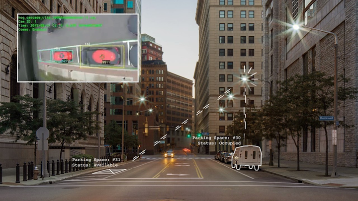 The former GE Current smart-city management platform, CityIQ, will be a complement to Ubicquia’s portfolio of smart street-light and small-cell technologies, enabling enhanced public safety and traffic optimization features. (Photo credit: Image rendering by GE Current, a Daintree Company.)