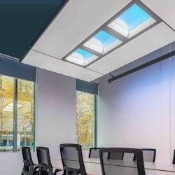 This installation on the ground floor of Signify offices in Eindhoven shows the visual effect of an artificial skylight in a conference room. (Photo credit: Image courtesy of Signify.)