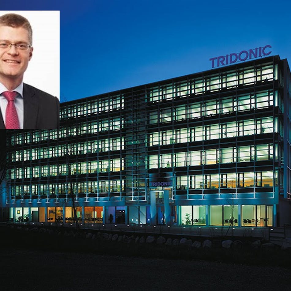 Zumtobel&rsquo;s IoT and lighting controls arm, Tridonic, has appointed Hugo Rohner as its CEO beginning today, May 1. (Photo credits: Tridonic Headquarters, Dornbirn, Austria by Jam Meier; available in the public domain via Wikimedia Commons; https://commons.wikimedia.org/wiki/File:Tridonicgebaeude.jpg. Hugo Rohner image courtesy of Tridonic.)