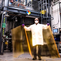 Quantum dots produced by Nanosys are embedded into UbiGro plastic films by UbiQD. The nanoparticles can convert some of the spectrum of light emitted by the sun through the films to produce more PAR energy for greenhouse-grown plants. (Photo credit: Image courtesy of Nanosys.) Quantum dots produced by Nanosys are embedded into UbiGro plastic films by UbiQD. The nanoparticles can convert some of the spectrum of light emitted by the sun through the films to produce more PAR energy for greenhouse-grown plants. (Photo credit: Image courtesy of Nanosys.)