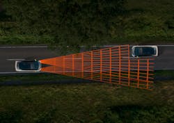 FIG. 2. Exterior lighting can move into further sophisticated scenarios such as controllable LED headlamps that respond to road conditions and inform drivers of hazards ahead, increasing safety. (Photo credit: Image rendering courtesy of Osram Opto Semiconductors.) FIG. 2. Exterior lighting can move into further sophisticated scenarios such as controllable LED headlamps that respond to road conditions and inform drivers of hazards ahead, increasing safety. (Photo credit: Image rendering courtesy of Osram Opto Semiconductors.)