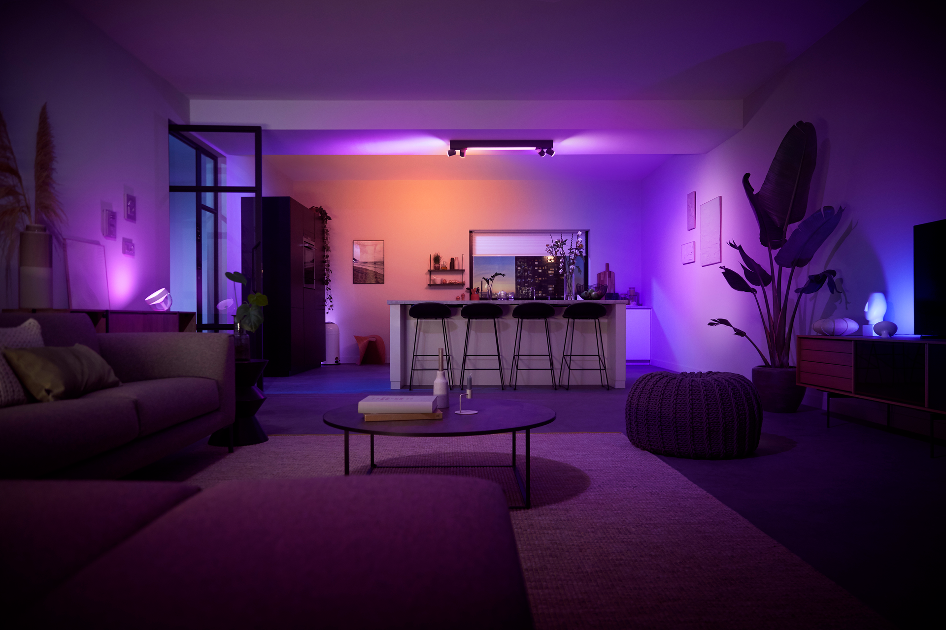 purple light bulb room