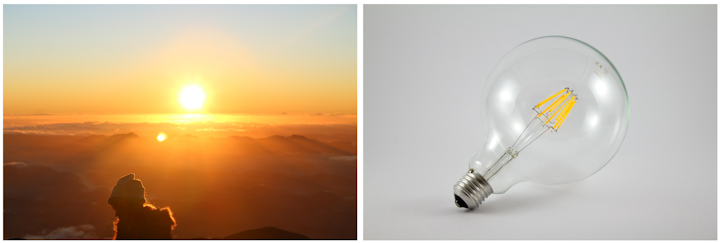 These two things can help maintain health and sanity during these hunkered down times. (Photo credits: Sunlight image by lohannaps and LED lamp image by bunch via Pixabay; used under free license for commercial or non-commercial purposes.)