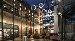 At The Wharf in Washington, DC, iLight’s Plexineon LED rings create a unique yet useful feature of interest, conceived by Gilmore Lighting Design to bring more foot traffic to the entry plaza. (Photo credit: Image courtesy of iLight.) At The Wharf in Washington, DC, iLight’s Plexineon LED rings create a unique yet useful feature of interest, conceived by Gilmore Lighting Design to bring more foot traffic to the entry plaza. (Photo credit: Image courtesy of iLight.)