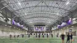 The University of Washington Dempsey Center boasts a higher light level and reduced maintenance with its new sports lighting, delivered by Cree Lighting HXB Series high bays. The LED luminaires improve light uniformity for visibility and broadcasting while achieving significant energy savings. (Photo credit: Image courtesy of Cree Lighting.) The University of Washington Dempsey Center boasts a higher light level and reduced maintenance with its new sports lighting, delivered by Cree Lighting HXB Series high bays. The LED luminaires improve light uniformity for visibility and broadcasting while achieving significant energy savings. (Photo credit: Image courtesy of Cree Lighting.)