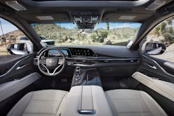 The new Cadillac Escalade features three curved OLED displays in the dash for optimal viewing. (Photo credit: General Motors Corp./Cadillac; used under free license CC BY-NC 3.0.)