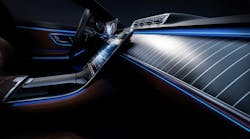 Mercedes Benz integrates a plethora of LEDs in its new S-Class sedan for dynamic and human-centric cabin lighting. (Photo credit: Image courtesy of Mercedes Benz USA.) Mercedes Benz integrates a plethora of LEDs in its new S-Class sedan for dynamic and human-centric cabin lighting. (Photo credit: Image courtesy of Mercedes Benz USA.)